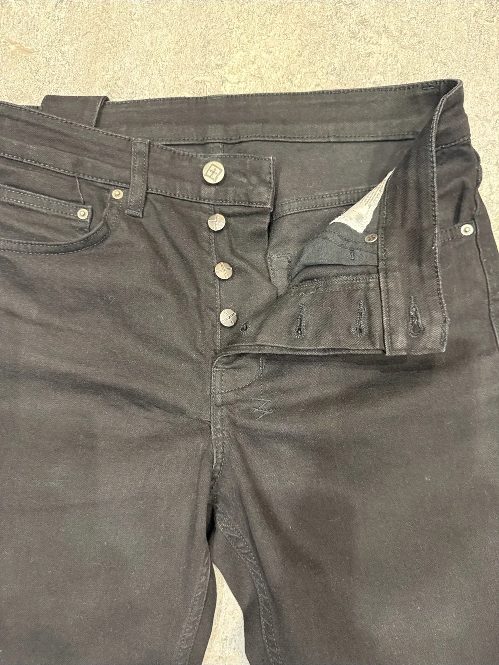Ksubi Black Button Fly Skinny Jeans sz 31” 26” inseam